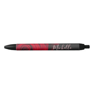 Aangepast monogram rode roze foto zwart zwarte inkt pen