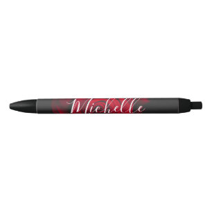 Aangepast monogram rode roze foto zwarte inkt pen