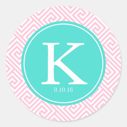 Aangepast monogram ronde sticker (Voorkant)