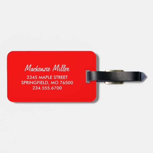 Aangepast monogram rood en luipaard afdrukken bagagelabel (Achterkant horizontaal)