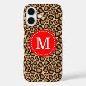 Aangepast monogram rood en luipaard afdrukken Case-Mate iPhone case (Achterkant)