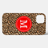 Aangepast monogram rood en luipaard afdrukken Case-Mate iPhone case (Achterkant (horizontaal))