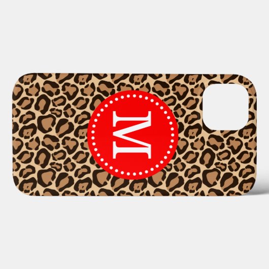 Aangepast monogram rood en luipaard afdrukken Case-Mate iPhone case (Achterkant (horizontaal))