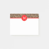 Aangepast monogram rood en luipaard afdrukken post-it® notes (Voorkant)
