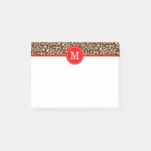 Aangepast monogram rood en luipaard afdrukken post-it® notes