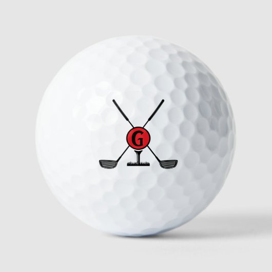 Aangepast Monogram rood modern Golfballen (Voorkant)