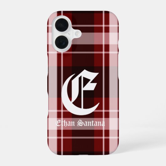 Aangepast Monogram Rood Plakken iPhone 16 Hoesje (Achterkant)