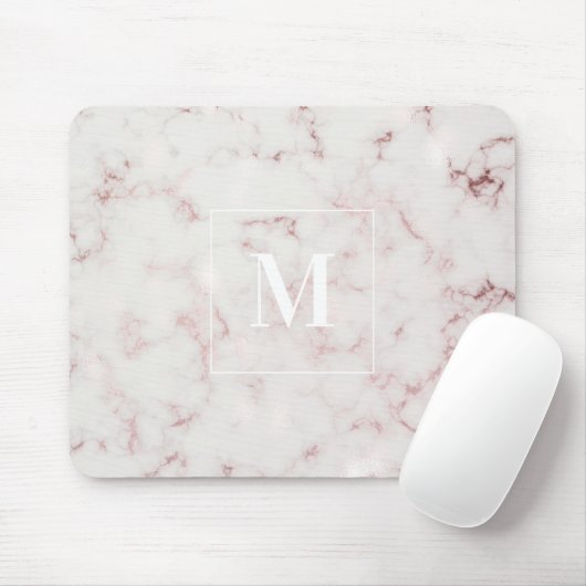 Aangepast monogram roos Gold Marble Muismat (Met muis)