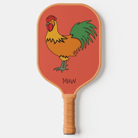 Aangepast monogram rooster pickleball paddle (Voorkant)