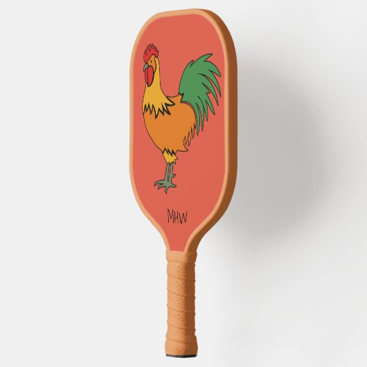 Aangepast monogram rooster pickleball paddle (Links)