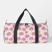 Aangepast monogram roze aardbeien patroon plunjezak (Achterkant)