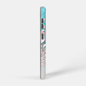 Aangepast monogram roze blauwe vogel en Floral Pat Samsung Galaxy Hoesje (Rechterkant)