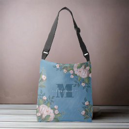 Aangepast Monogram Roze Bloemen Initiaal Crossbody Tas