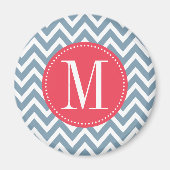 Aangepast monogram roze en blauw Chevron Magneet (Voorkant)