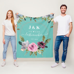 Aangepast monogram roze en Bourgogne Blush Fleece Deken