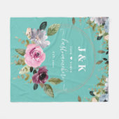 Aangepast monogram roze en Bourgogne Blush Fleece Deken (Voorkant (Horizontaal))