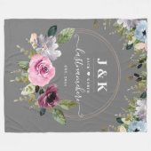 Aangepast monogram roze en Bourgogne Blush Fleece Deken (Voorkant (Horizontaal))