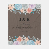 Aangepast monogram roze en Bourgogne Blush Fleece Deken (Voorkant)