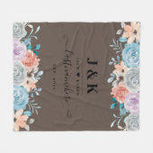 Aangepast monogram roze en Bourgogne Blush Fleece Deken (Voorkant (Horizontaal))