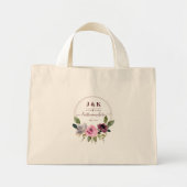 Aangepast monogram roze en Bourgogne Blush Mini Tote Bag (Voorkant)