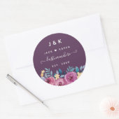 Aangepast monogram roze en Bourgogne Blush Ronde Sticker (Envelop)