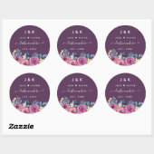 Aangepast monogram roze en Bourgogne Blush Ronde Sticker (Vel)