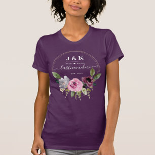Aangepast monogram roze en Bourgogne Blush T-shirt