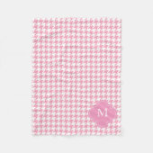 Aangepast monogram roze en wit houndstooth Patroon Fleece Deken (Voorkant)