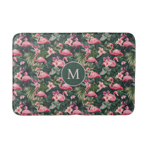 Aangepast Monogram Roze Flamingo's Tropisch Patroo Badmat