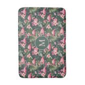 Aangepast Monogram Roze Flamingo's Tropisch Patroo Badmat (Voorkant Verticaal)