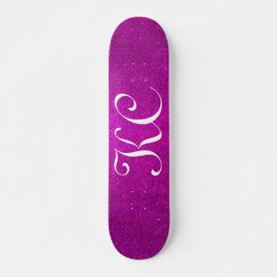 Aangepast monogram roze glitter skateboard