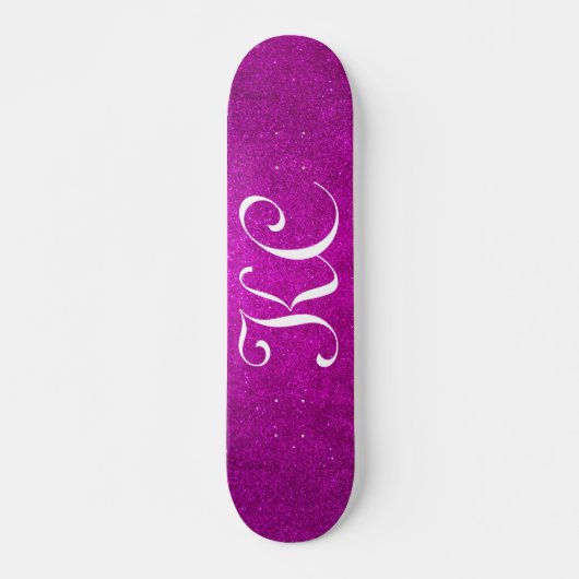 Aangepast monogram roze glitter skateboard (Voorkant)