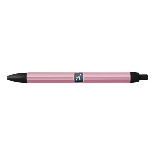 Aangepast Monogram Roze Gradiënt Verticaal Zwarte Inkt Pen (Voorkant)