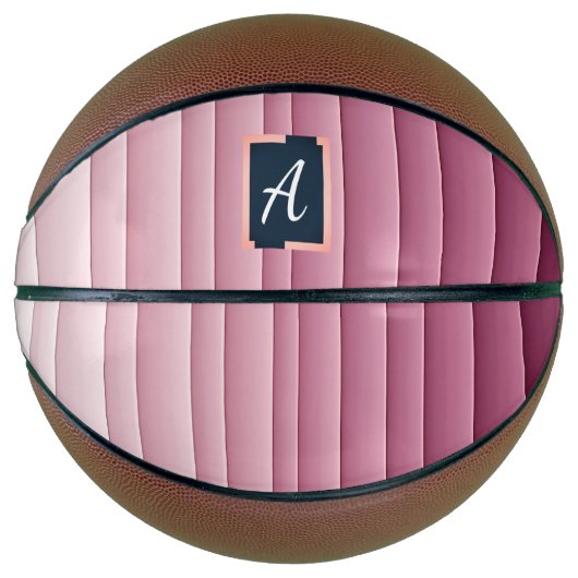 Aangepast Monogram Roze Gradiënt Verticale Basketb Basketbal (Voorkant)