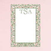 Aangepast Monogram Roze & Groen Bloempatroon Post-it® Notes