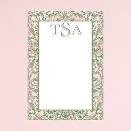 Aangepast Monogram Roze & Groen Bloempatroon Post-it® Notes