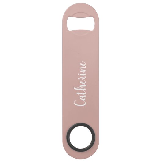 Aangepast monogram - Roze met script tekst Bar Key Speed Flessenopener (Voorkant)