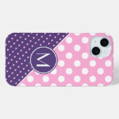 Aangepast monogram, roze, Paarse en witte stippen Case-Mate iPhone Case (Achterkant (horizontaal))