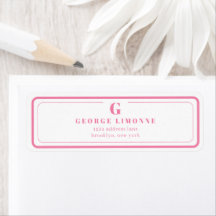 Aangepast Monogram Roze Rand Adreslabel