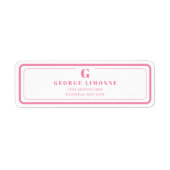 Aangepast Monogram Roze Rand Adreslabel Etiket (Voorkant)