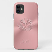Aangepast monogram, Roze, Scaly Dragon Heart Case-Mate iPhone Case (Achterkant)