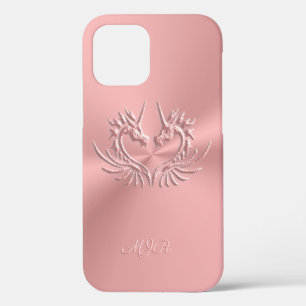 Aangepast monogram, roze, schuine draak Hoesje-mat Case-Mate iPhone Case