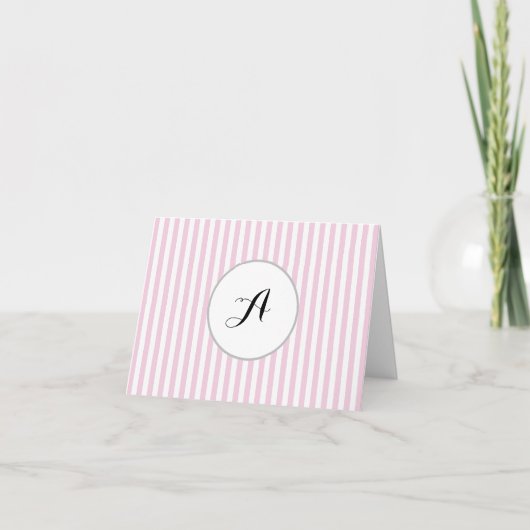 Aangepast Monogram Roze Streep Parisan Bedankkaart (Voorkant)