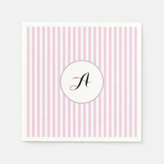 Aangepast Monogram Roze Streep Parisan Servet (Voorkant)