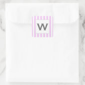 Aangepast monogram roze strepen op wit vierkante sticker (Tas)