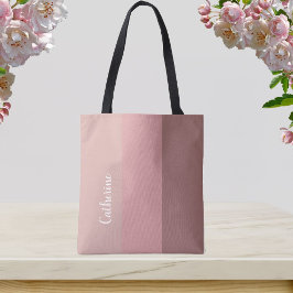 Aangepast monogram, roze tri-toon, script typograf tote bag