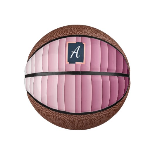 Aangepast monogram roze verloop verticaal basketbal (Voorkant)