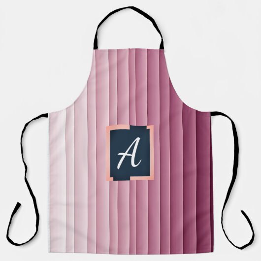 Aangepast monogram roze verloop verticaal  schort (Voorkant)