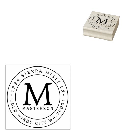 Aangepast monogram Rubber adres Rubberstempel (Gestempeld)