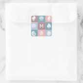 Aangepast monogram schelpen patroon vierkante sticker (Tas)
